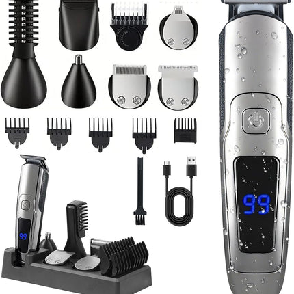 14-in-1 Beard Trimmer for Men, Cordless Waterproof Grooming Kit, 20 Length Settings
