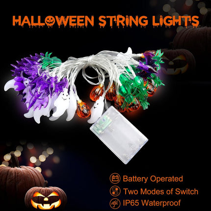 20FT Halloween String Lights, 40 LED 3D Pumpkin Bat Ghost Spider, Waterproof