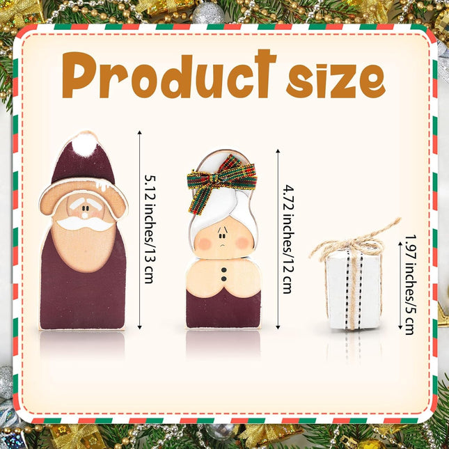 3PCS Wooden Santa Table Signs – Rustic Christmas Standing Centerpieces Decor