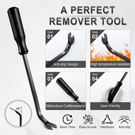 5Pcs Auto Trim Removal Tool Kit, Plastic Pry Tools, Door Panel & Dash Fastener Set, Black