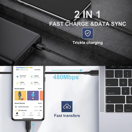 4-Pack 3.1FT 60W Braided USB-C & USB-A Fast Charging Cables for iPhone & Devices