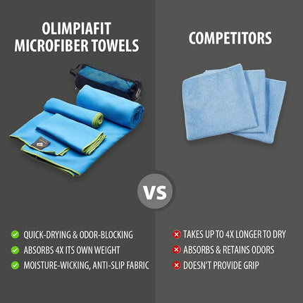 3-Pack Quick Dry Microfiber Travel Towels with Bag, Lightweight Fast-Drying Towels