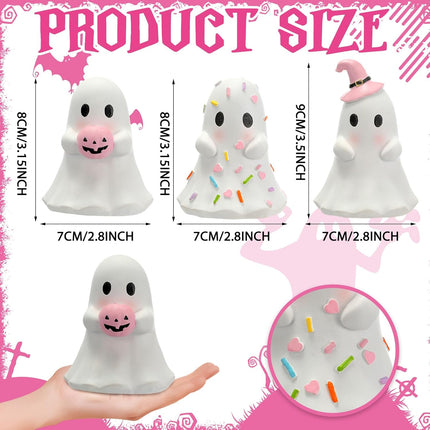 3-Piece Pink Halloween Ghost Figurines, Resin Pastel Tabletop & Mantel Decorations