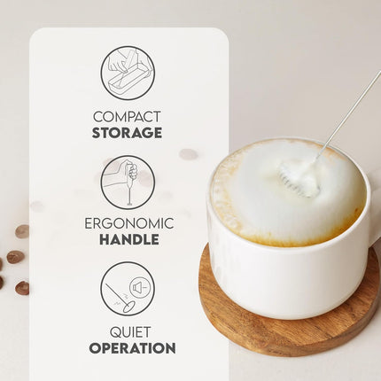 FrothMate Handheld Milk Frother, Portable Foam Maker for Lattes & Cappuccinos