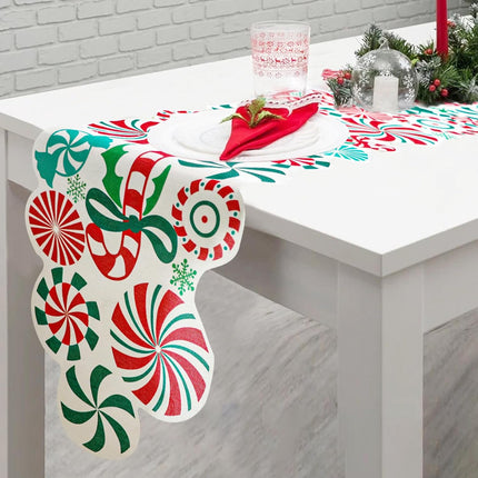 Christmas Candy Table Runner 71x13" – Peppermint Lollipop Table Decor