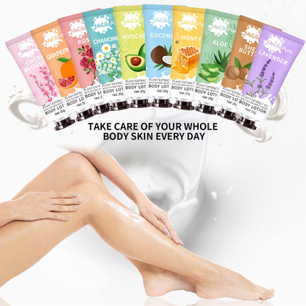 20 Pack Body Lotion – Travel Size Moisturizer with Shea Butter for Women