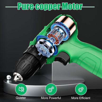 12V Electric Drill Set – Power Drill with LED, Battery, Charger, Bits & 18+1 Torque Settings