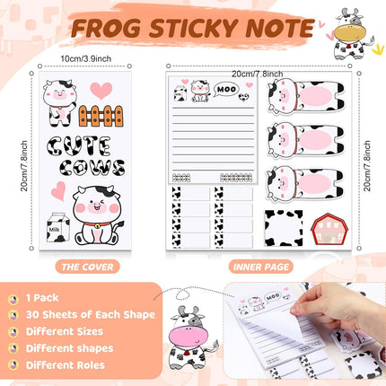 69 Pcs Cute Sticky Notes Set – Cartoon Pen, Stickers, Paperclips, Cow Design