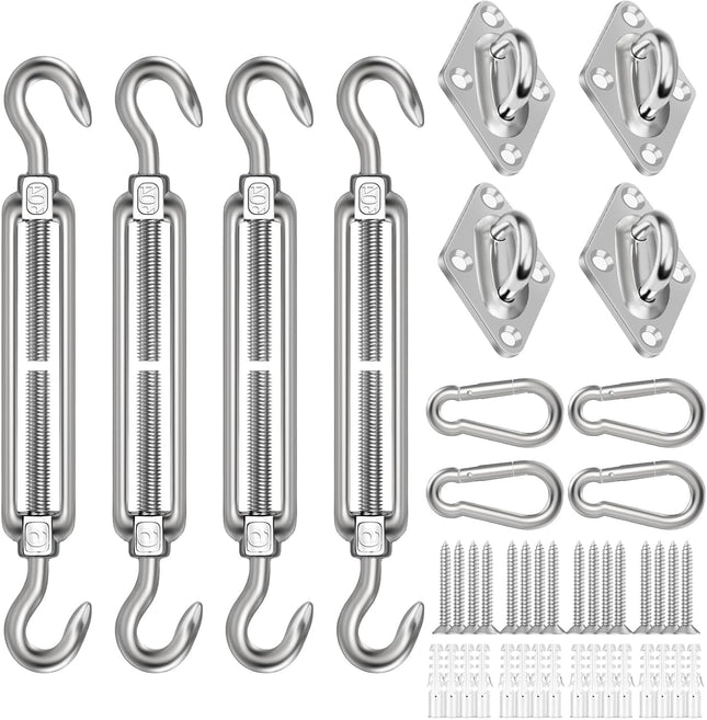 44PCS Shade Sail Fixing Kit – 5-Inch Stainless Steel for Triangle & Rectangle