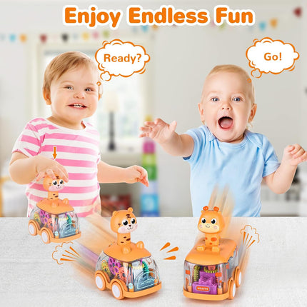 Press and Go Baby Toy Cars – Light-Up Giraffe & Tiger Cars for Toddlers, Gifts
