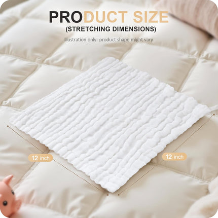 6-Pack Muslin Baby Washcloths, 100% Cotton, Soft Absorbent Burp & Bath Cloths, 12x12"