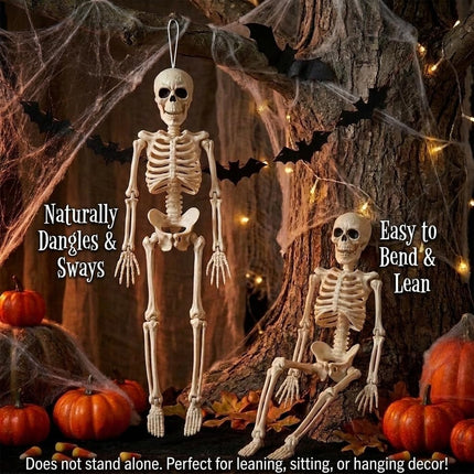 5-Piece 16in Hanging Skeletons, Spooky Halloween Decorations & Party Favors