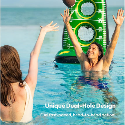 Inflatable Pool Football Toss Game with 4 Balls 2 Pumps Summer Family Fun
