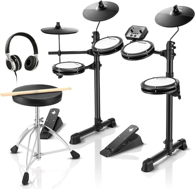 DED-80 Electronic Drum Set – 4 Mesh Pads, 180+ Sounds, Pedals, Sticks & Headphones