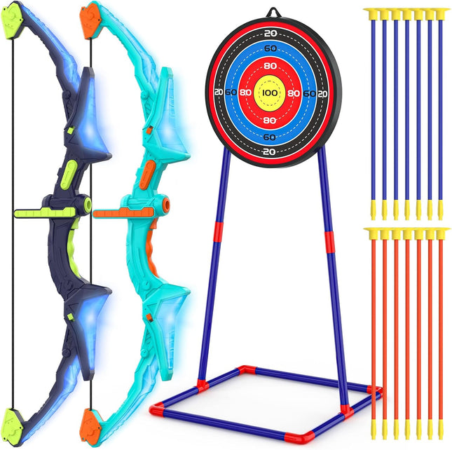 2-Pack Kids Bow & Arrow Set with 14 Suction Cup Arrows & Targets, Ages 4–12