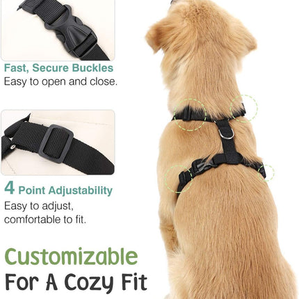Large Dog Seat Belt Harness – Adjustable, Heavy Duty Nylon, Black
