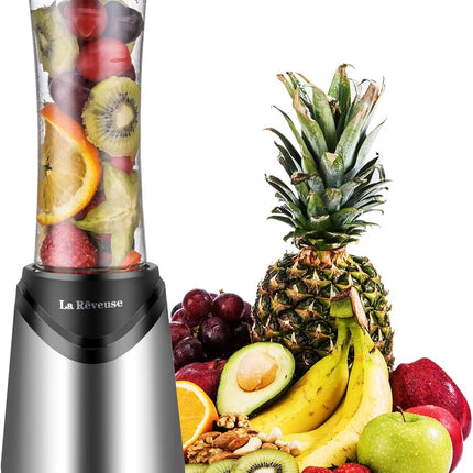 300W Personal Smoothie Blender with 18oz BPA-Free Travel Bottle, Silver