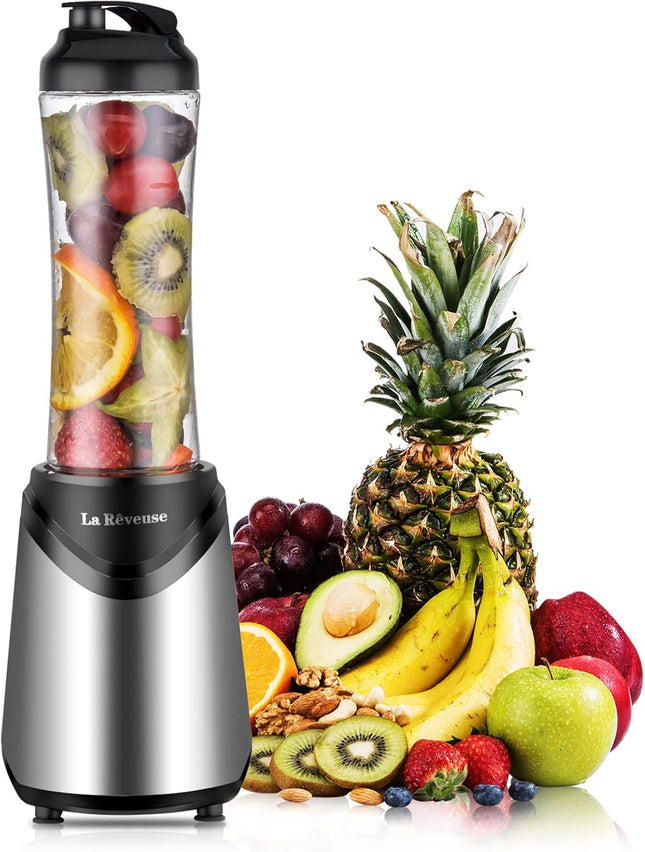 300W Personal Smoothie Blender with 18oz BPA-Free Travel Bottle, Silver