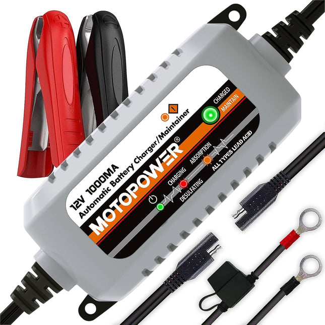 MP00205B 12V 1000mA Battery Charger – Automatic, Trickle, Maintainer, Desulfator