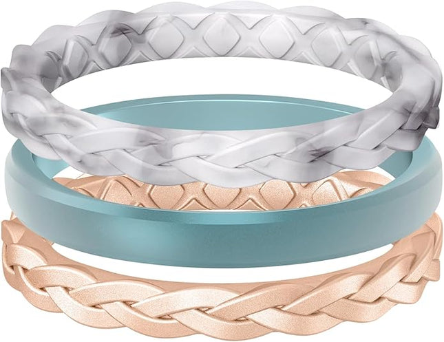 Women’s Silicone Wedding Bands – Thin, Stackable, Multipack, Breathable
