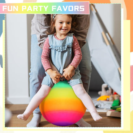 2-Pack 18" Rainbow Hopper Balls with Handle & Pump for Kids Active Fun