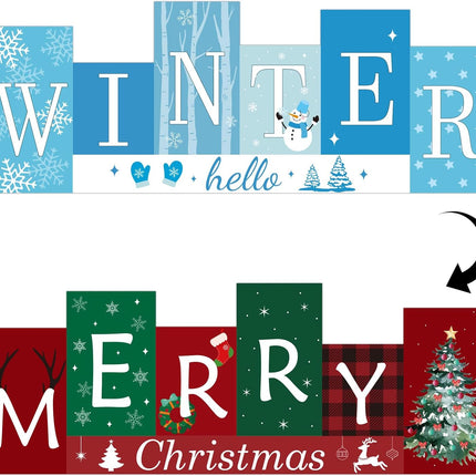 Wooden Christmas Table Centerpiece – Reversible Merry Christmas Standing Sign
