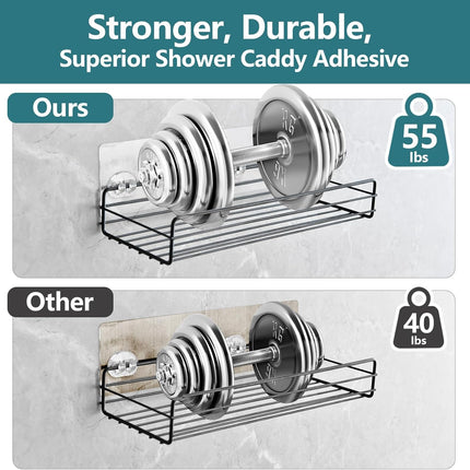 14-Pack Shower Caddy Adhesive Replacements – Strong Hooks for Corner Shelves