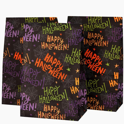 30-Pack Halloween Paper Treat Bags, 9.1x5.1x3.1in Spider Web Goodie Bags
