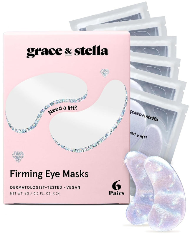 Peptide Under Eye Patches 6 Pairs, Niacinamide & Rice Extract, Firming Eye Masks, Vegan