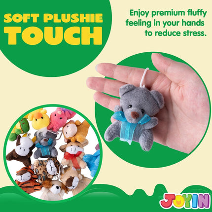 12 Pack Mini Animal Plush Toys – 3" Stuffed Animals for Kids, Party Favors & Prizes