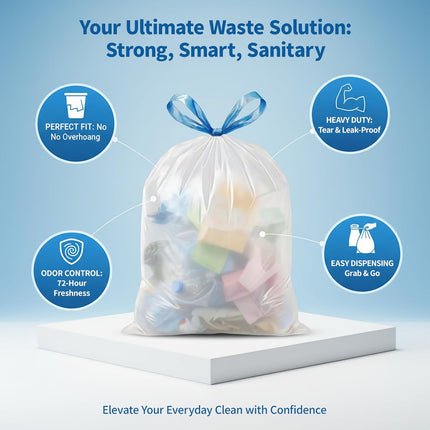 Small Trash Bags 4 Gallon – Drawstring, Thick, Unscented, 120 Count