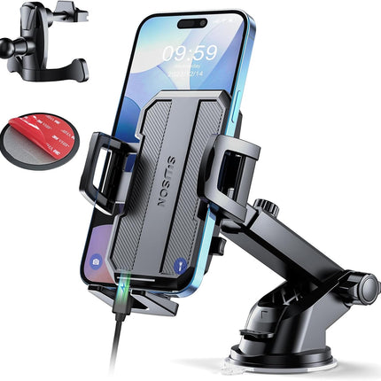Upgraded 3-in-1 Car Phone Mount – Powerful Suction for Dashboard, Vent & Windshield