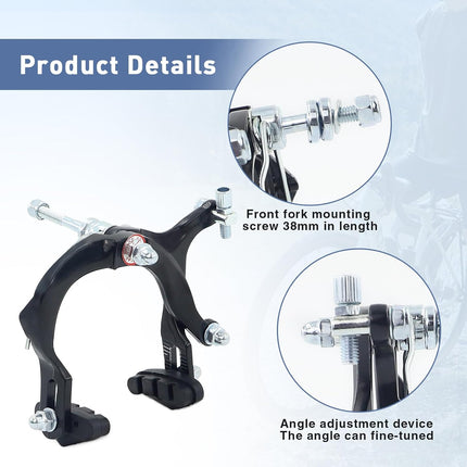 Bike C Brake Set Front & Rear, Aluminum Alloy Levers with Cables for Kids BMX Bikes