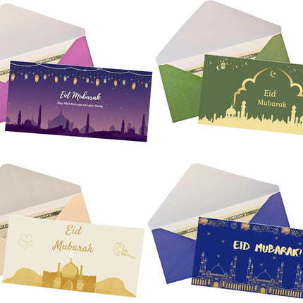 20PCS Eid Mubarak Eidi Envelopes 4 Styles Cash Gift Envelopes for Kids