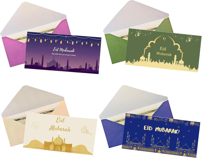 20PCS Eid Mubarak Eidi Envelopes 4 Styles Cash Gift Envelopes for Kids
