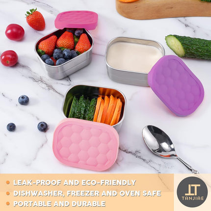 8oz Stainless Steel Snack Containers – Leakproof with Silicone Lids, Kids
