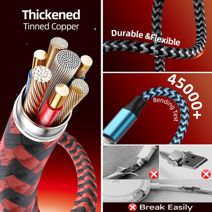 4-in-2 Multi Charging Cable – Dual Type-C iPhone & iWatch Charger for Travel & Camping