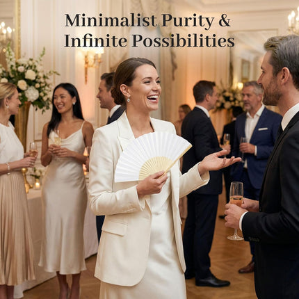 12-Pack White Paper Fans – 8.3" Foldable Hand Fans for Weddings & Parties