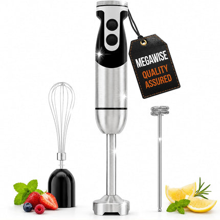 3-in-1 Hand Blender Set 12-Speed Immersion Blender with Whisk and Milk Frother Turbo