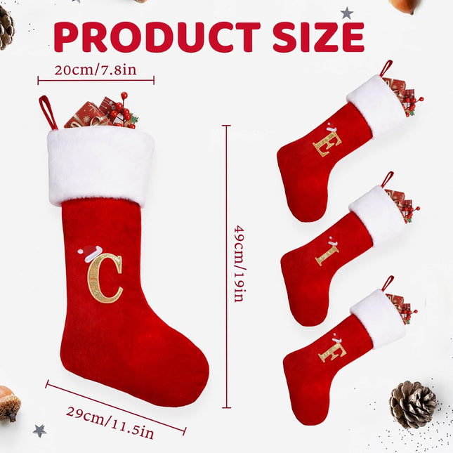 20 Inches Plush Christmas Stockings – Monogrammed Large Letter Stockings