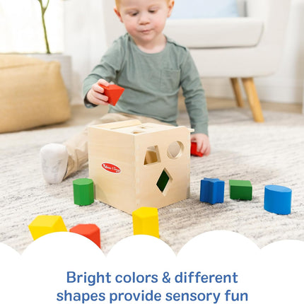 Shape Sorting Cube Wooden Classic Toy 12 Shapes Educational Kids Learning