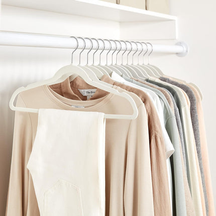 30 Pack Slim Velvet Non Slip Clothes Hangers Ivory Beige Space Saving Closet
