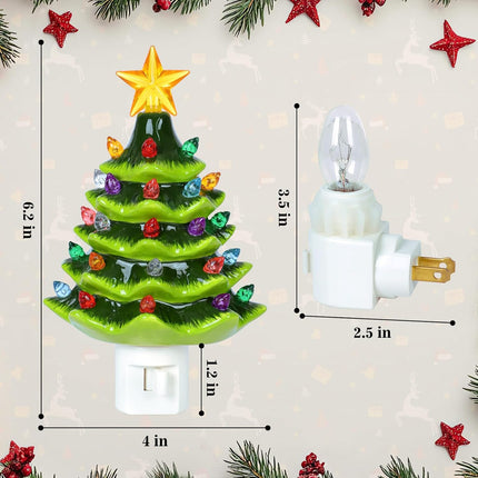 Ceramic Christmas Tree Night Light – Multicolor LED Tabletop Decor