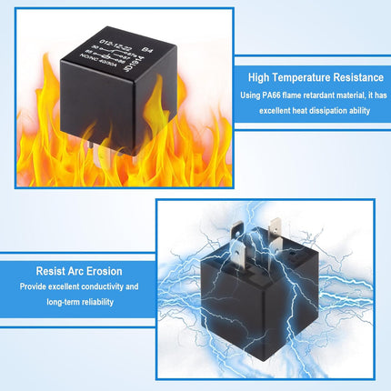 4PCS 5-Pin 40A Waterproof 12V Automotive Relays, Starter Relay Switch for Cars