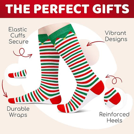 Festive Holiday Knee-High Socks for Men and Women Secret Santa Gift