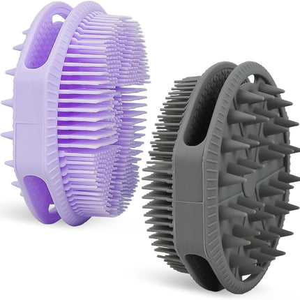 2-Pack Silicone Body Scrubber & Loofah, Dual-Sided Exfoliating Shower Brush for Men & Women