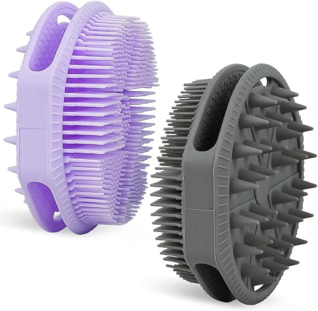 2-Pack Silicone Body Scrubber & Loofah, Dual-Sided Exfoliating Shower Brush for Men & Women