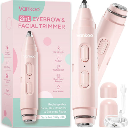 Facial Hair Remover & Eyebrow Trimmer – LED Light, Rechargeable, Painless