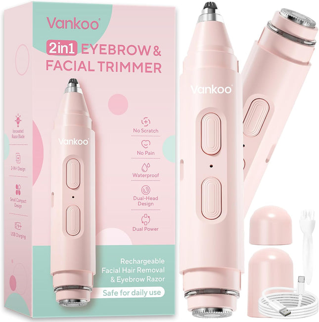 Facial Hair Remover & Eyebrow Trimmer – LED Light, Rechargeable, Painless