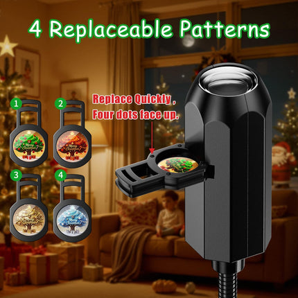 Christmas Projector Light – Indoor Night Light with 4 Slides USB Powered